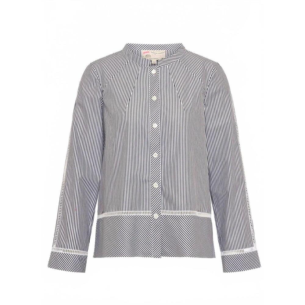 NEW MAISON COMMON women's stripe cotton shirt in black and white